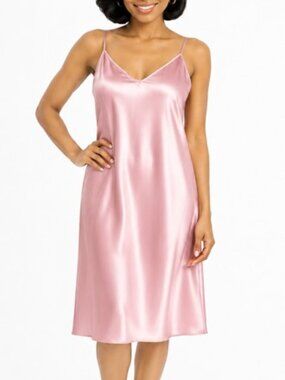 NWT Avid Love Satin Feel Pink Loose-fit Slip Nightgown Lingerie Size Large